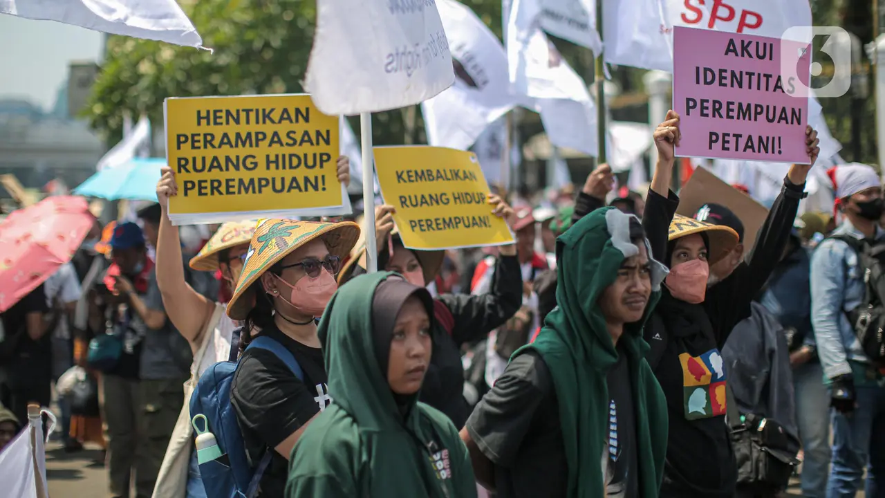 Peringati Hari Tani Nasional, Massa Petani Demo di Depan Gedung DPRn Gedung DPR