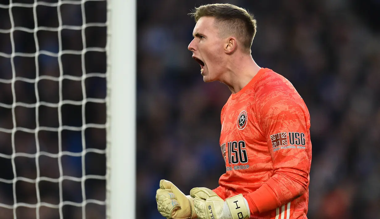 Dean Henderson adalah kiper muda yang tampil gemilang bersama Sheffield United. (AFP/Glyn Kirk)