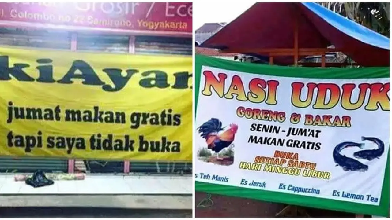 6 Tulisan Promo Makan Gratis Tapi Warung Tutup Ini Bikin Bingung Pembeli