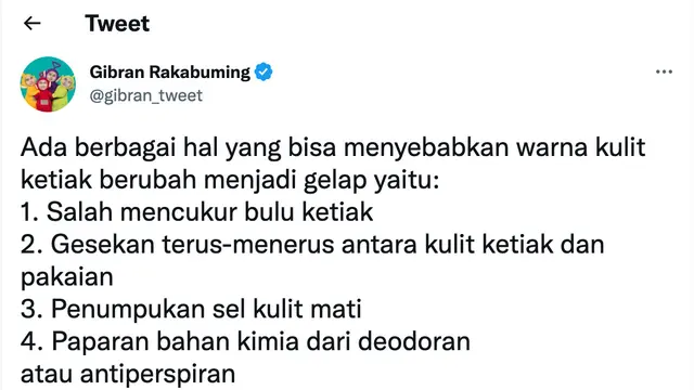 Tips kecantikan ala Gibran Rakabuming. (Foto: Dok. Twitter @gibran_tweet)