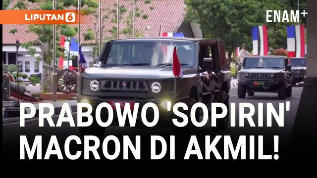 Momen Prabowo Nyetir dan Bawa Macron Keliling Akmil Magelang