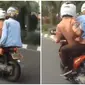 Atraksi dua pemuda di atas motor (Sumber: Twitter/Recehin_Aja