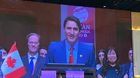 Perdana Menteri Kanada Justin Trudeau dalam pidato pembukaan KTT Kanada-ASEAN, rangkaian dari KTT ke-43 ASEAN, Rabu (6/9/2023). (Liputan6/Benedikta Miranti)