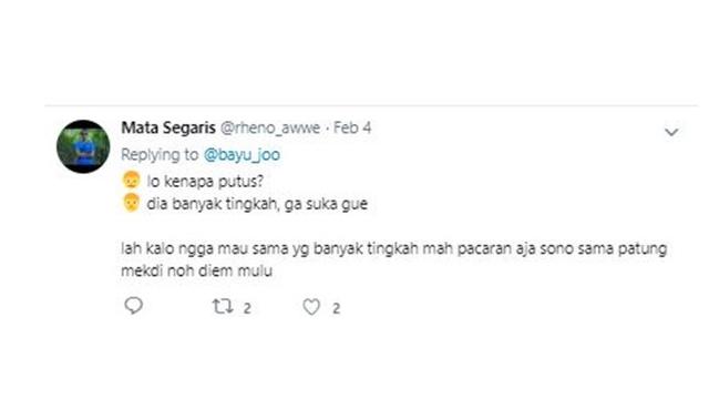 Alasan kenapa putus (sumber: Twitter)