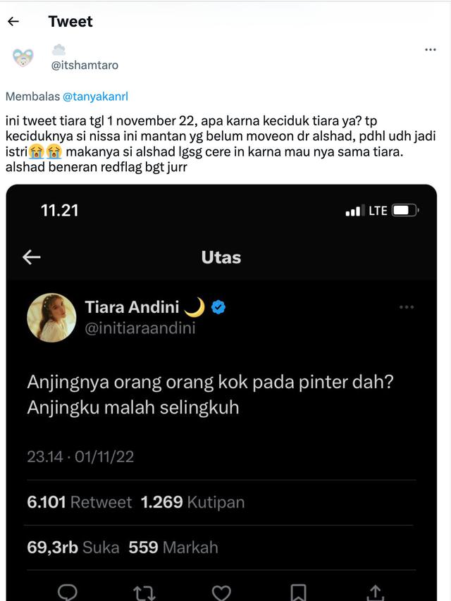 Cuitan lawas Tiara Andini soal anjing peliharaan yang selingkuh. (Foto: Dok. Twitter Indonesia)