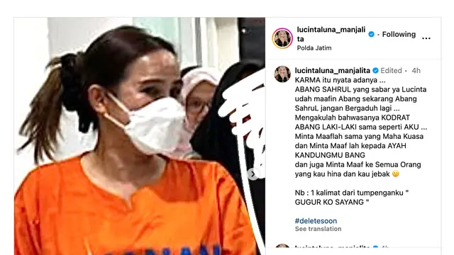Unggahan Lucinta Luna. (Foto: Dok. Instagram @lucintaluna_manjalita)