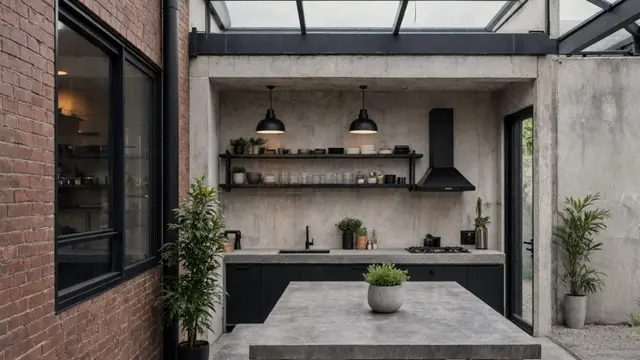 Ide Halaman Belakang Rumah Subsidi untuk Dapur Terbuka (AI Generated)