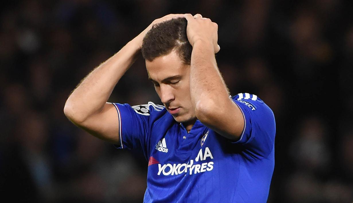 Jika melepas Cristiano Ronaldo ke Chelsea, kemungkinan Real Madrid akan menggunakan uang itu untuk memboyong Eden Hazard yang kini penampilannya sedang menurun bersama The Blues. (EPA/Facundo Arrizabalaga)
