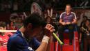 Ekspresi Mohammad Ahsan setelah memastikan kemenangan atas ganda Korea Selatan. (Bola.com/Arief Bagus)