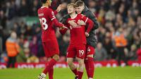 Harvey Elliot mencetak gol terakhhir Liverpool saat menang telak 4-1 atas Luton Town pada lanjutan Liga Inggris 2023/2024, Kamis (22/2/2024) dini hari WIB. (AP Photo/Jon Super)