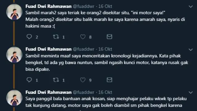 Viral Curhatan Motornya Dicuri, Kisah Mahasiswa Ini Berakhir Kocak