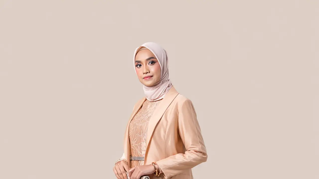 Model Gamis Brokat Kombinasi Outer Panjang A-Line (Foto: Reve Art AI)