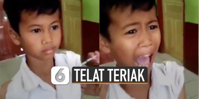 VIDEO: Kocak, Bocah Disuntik Kagetnya Telat