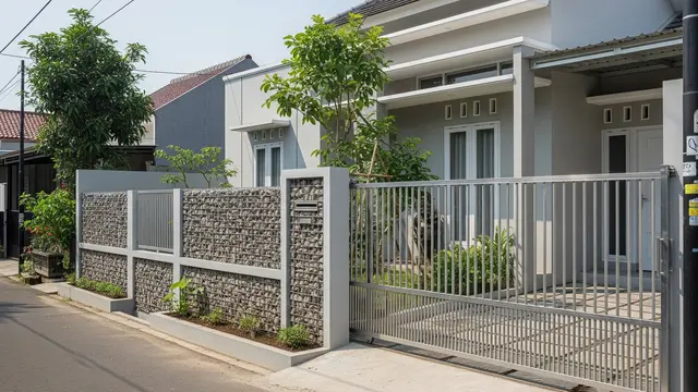 Pagar Batu Alam Minimalis dengan Kawat