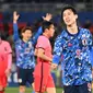 Timnas Jepang diyakini bakal mengandalkan Daichi Kamada di lini tengah pada Piala Dunia 2022. (AFP/Kazuhiro NOGI)