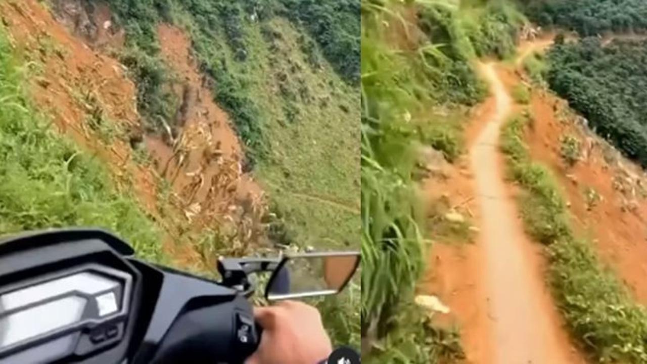 Momen Mengerikan Pemotor Lewat Jalan Setapak Pinggir Jurang, Jadi Horor & Kocak karena Disuruh Belok Kanan Sama Google Maps