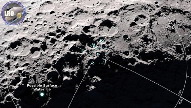 Molekul air terlepas dari permukaan bulan ketika terlalu panas dan mengapung ke daerah yang lebih dingin dari permukaannya dan atmosfernya yang tipis. (NASA)