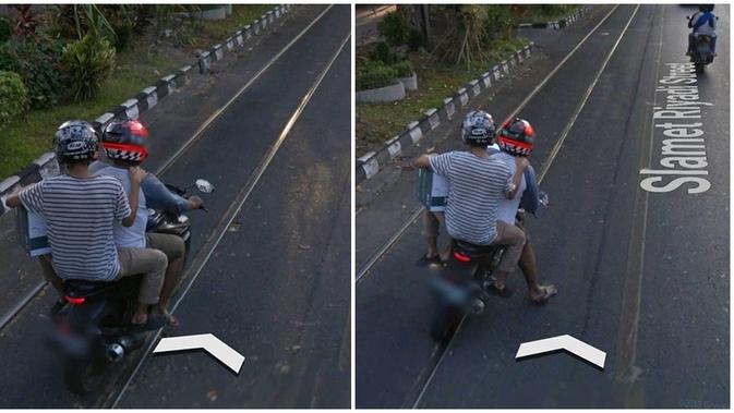Temuan netizen gambar pengendara jatuh di Google Street View (Sumber: Twitter/depresionistaa)