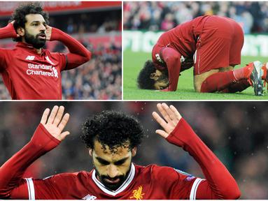 Berikut ini ragam selebrasi gol yang khas dari Mohamed Salah selama memperkuat Liverpool.