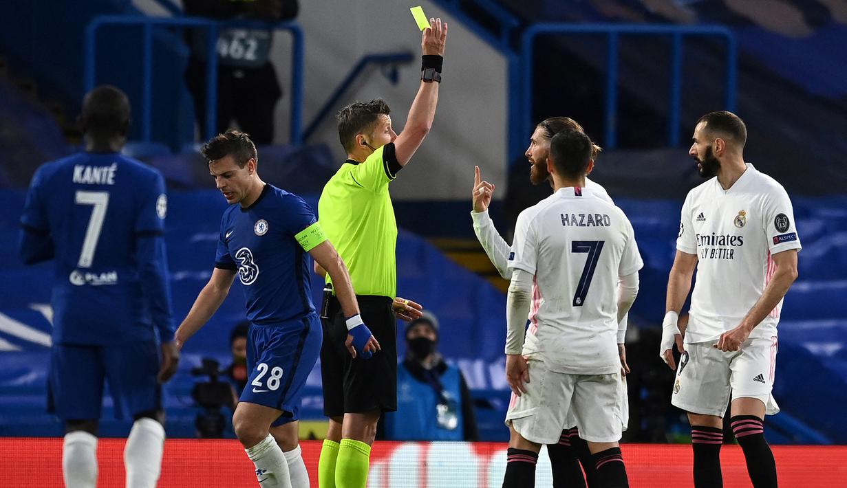 Real Madrid. Real Madrid tidak pernah menang saat bertandang melawan tim Inggris dalam lima pertandingan terakhir di Liga Champions, dengan rincian 2 kali imbang dan 3 kali kalah. (AFP/Glyn Kirk)