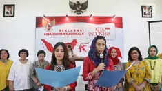 Para tokoh nasional dan aktivis perempuan yang tergabung dalam Gerakan Perempuan Indonesia mendeklarasikan Gerakan Kebangkitan Nasional jilid II di Museum Kebangkitan Nasional, Jakarta Pusat, Sabtu (3/5). (Liputan6.com/Immanuel Antonius)
