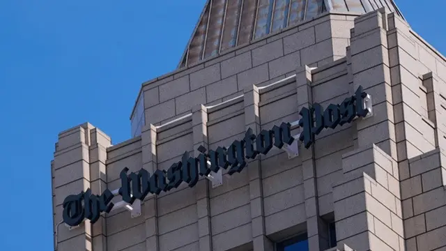 One Franklin Square, gedung yang menjadi kantor surat kabar The Washington Post di pusat kota Washington, Amerika Serikat, Rabu (4/2/2026).