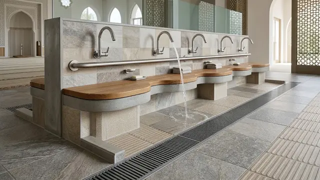 Model Tempat Wudhu dengan Saluran Air yang Praktis