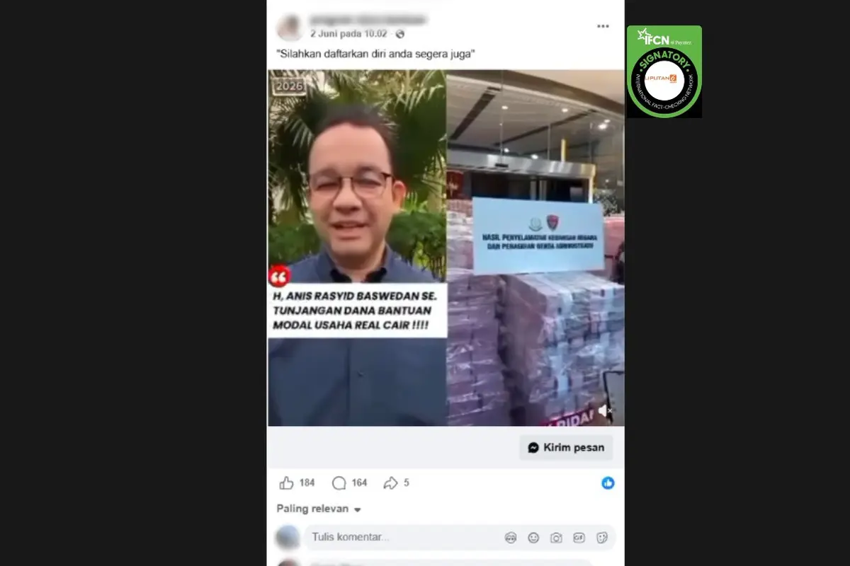 Cek Fakta Liputan6.com mendapati klaim video mantan Gubernur DKI Jakarta Anies Baswedan menyampaikan dana bantuan modal usaha.