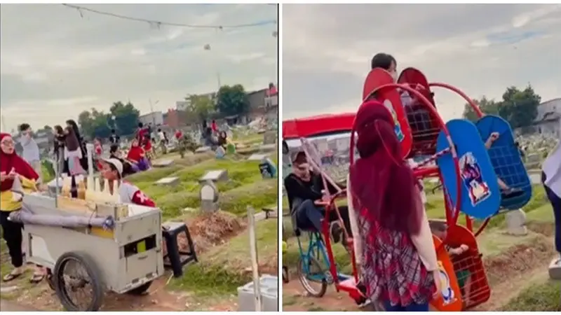 Viral Area Makam Ramai Bak Taman Bermain, Banyak Pedagang sampai Odong-Odong