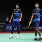 Ganda putra Indonesia, Muhammad Shohibul Fikri/Bagas Maulana saat menghadapi ganda putra Malaysia, Aaron Chia/Soh Wooi Yik pada laga babak 32 besar Kejuaraan bulu tangkis Indonesia Open 2023 di Istora Senayan, Jakarta, Rabu (14/6/2023). Muhammad Shohibul Fikri/Bagas Maulana kalah dua game langsung 16-21, 12-21. (Bola.com/Bagaskara Lazuardi)