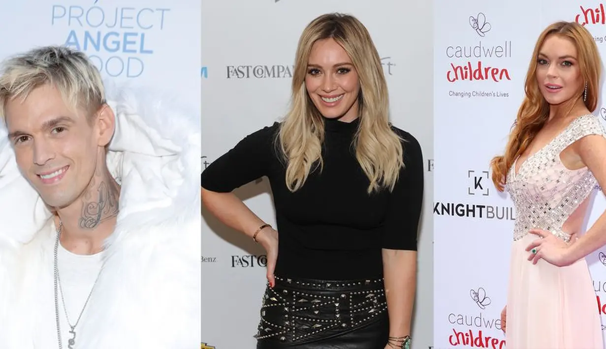 Aaron Carter merasa bosan pacaran dengan Hillary Duff dan kemudian ia menjadikan Lindsay Lohan sebagai pelarian. Lalu ia pun kembali pada Hillary. (Getty Images/Cosmopolitan)