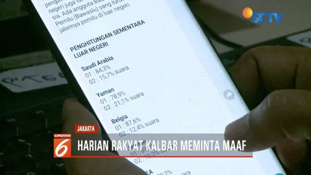 Mencatut nama Liputan6.com untuk berita hoaks hasil perhitungan suara, koran Rakyat Kalbar sampaikan permintaan maaf.