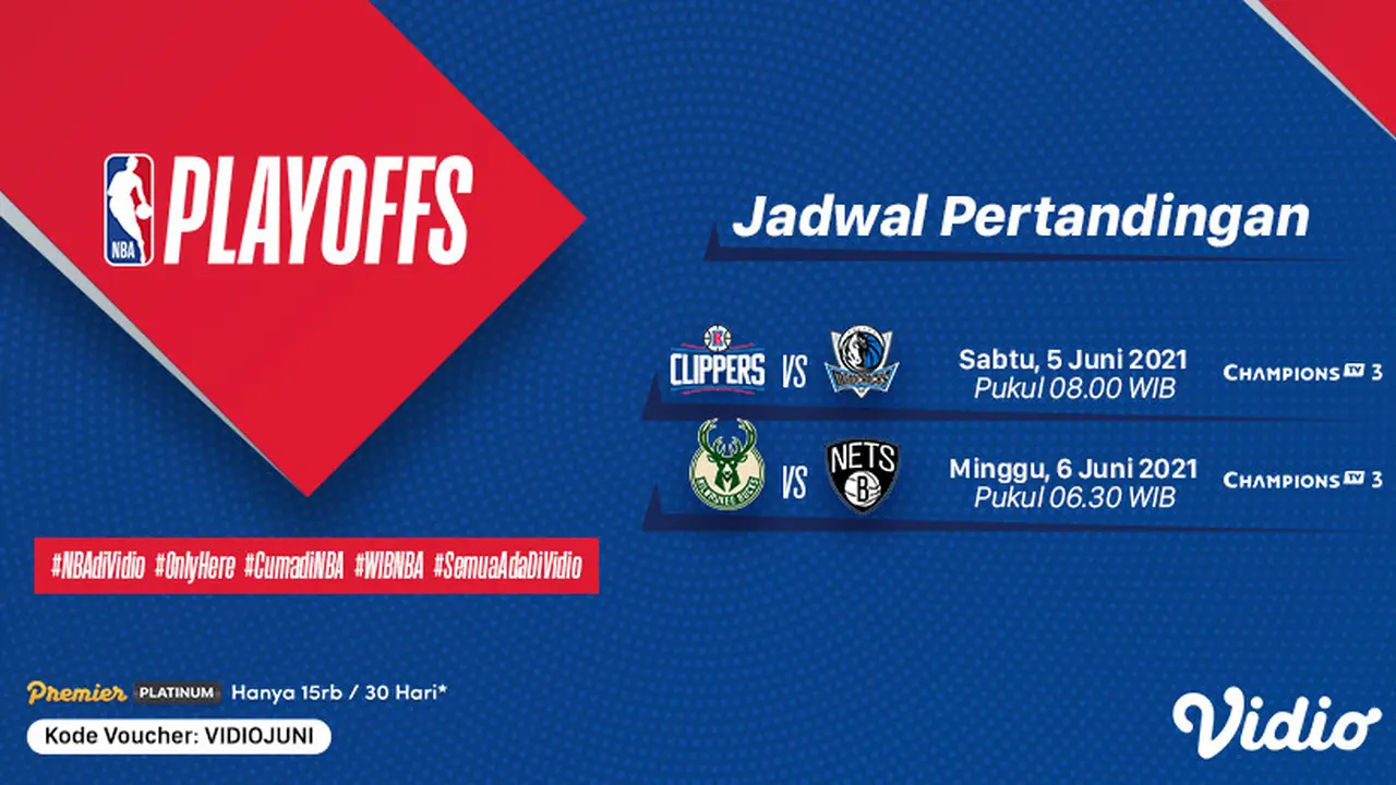 Streaming NBA Play Off : Semifinal di Vidio, Minggu 6 Juni 2021