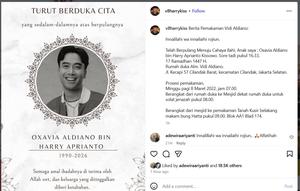 Jenazah Vidi Aldiano dimakamkan pagi ini di TPU Tanah Kusir, Jakarta Selatan, tepatnya di area belakang makam Bung Hatta.  (Foto: instagram.com/v8harrykiss)