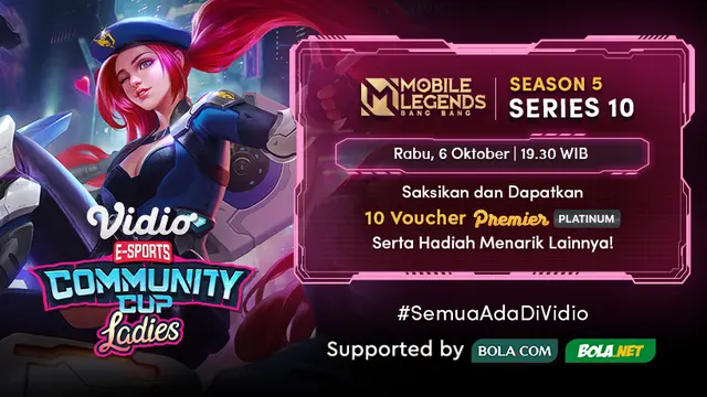 Jadwal dan Live Streaming Vidio Community Cup Ladies Season 5 Mobile Legends Series 10 di Vidio, Rabu 6 Oktober 2021