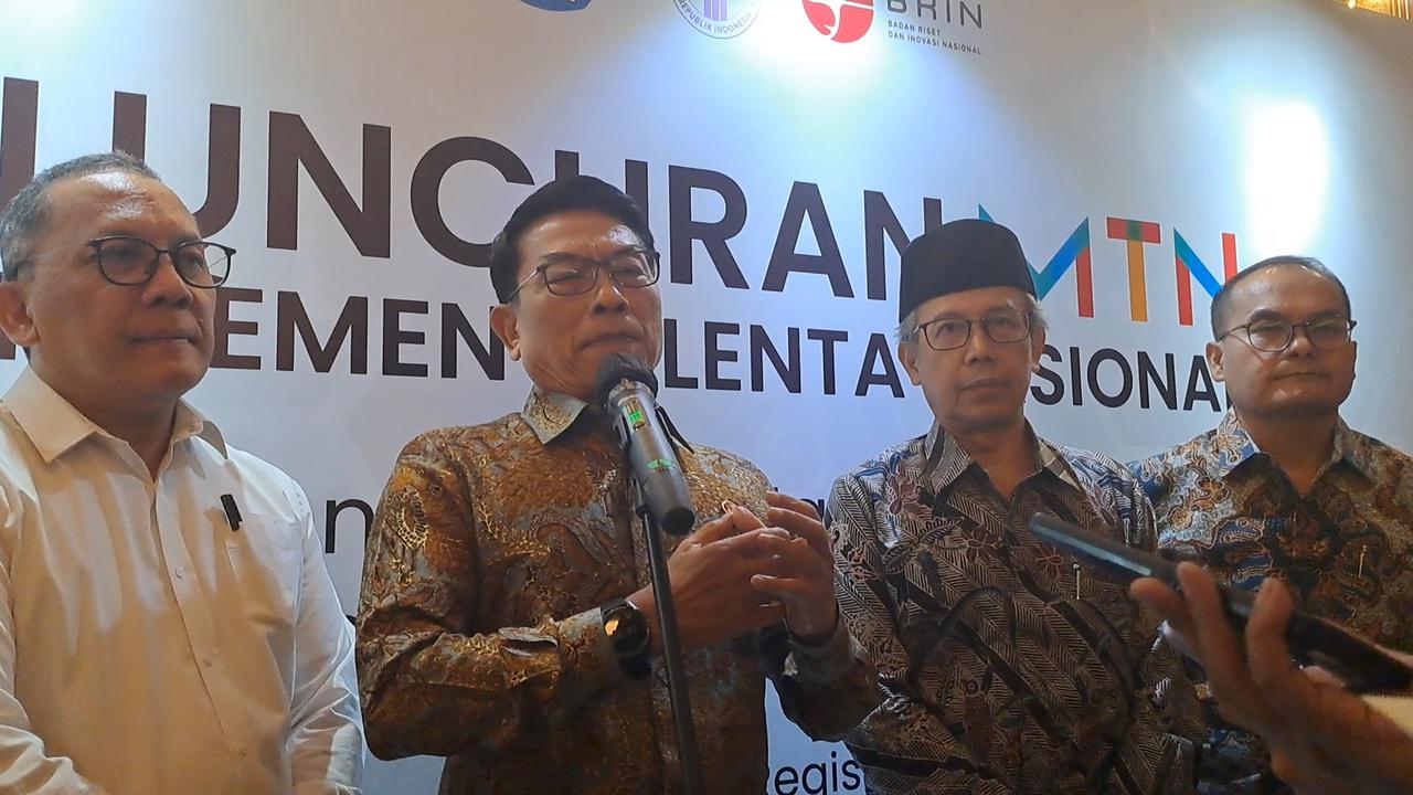 Kepala Staf Kepresidenan, Moeldoko dalam peluncuran Desain Besar Manajemen Talenta Nasional 2024-2045. (Ayu/Liputan6.com)
