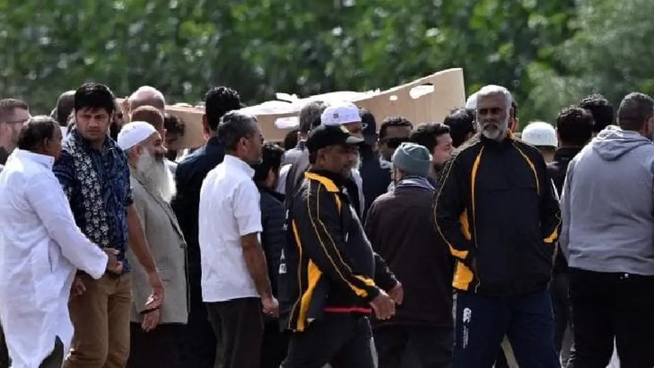 Pemakaman jenazah korban penembakan masjid di Christchurch, Selandia Baru (AFP Photo / Anthony Wallace)