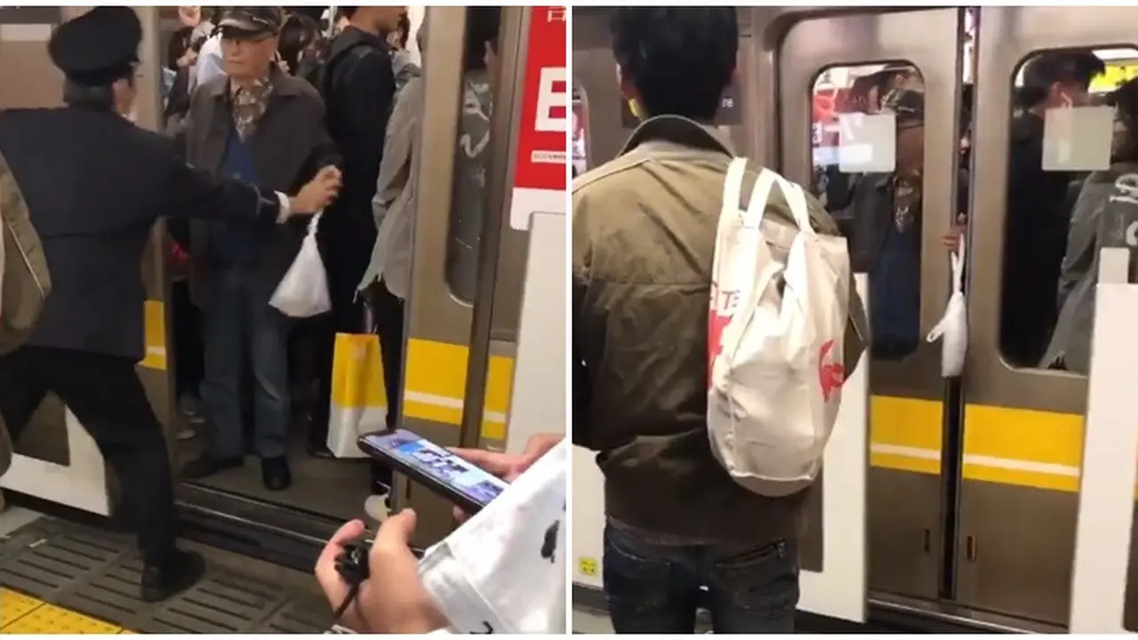 Tanpa Alasan Jelas, Kakek Ini Halangi Pintu KRL Saat Mau Berangkat