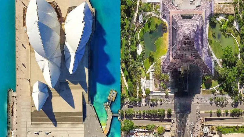 potret objek wisata ikonik dunia dilihat dari atas