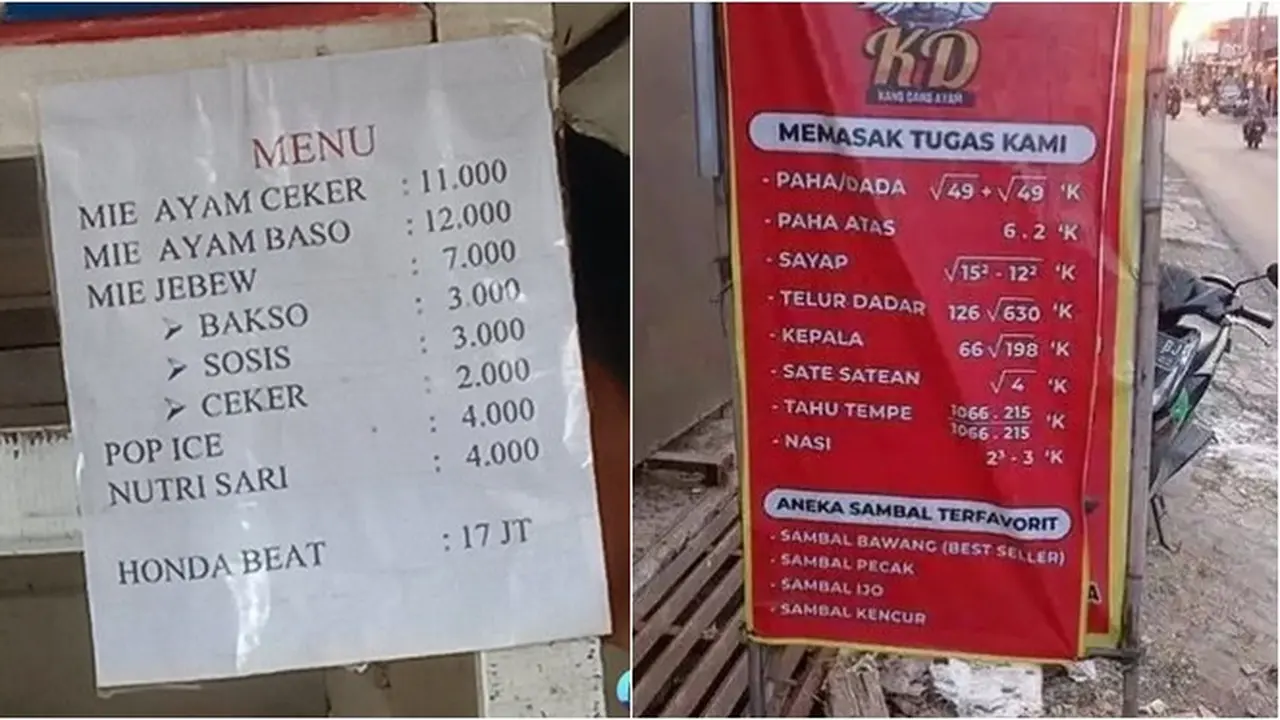 7 Potret Harga Menu di Warung Ini Kocak, Engga Disangka
