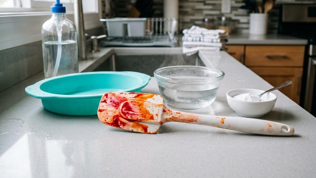 Cara menghilangkan noda pewarna makanan pada peralatan masak silikon