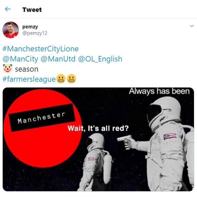 Meme Kekalahan Manchester City. (Twitter)