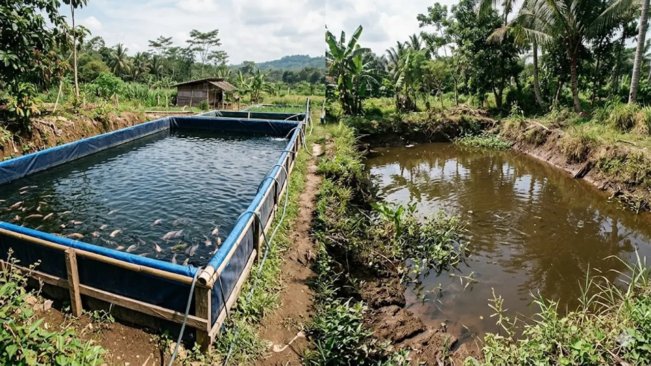 Kolam terpal dan kolam tanah