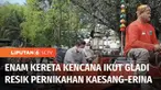 Panitia pernikahan putra bungsu Presiden Jokowi, Kaesang Pangarep menggelar gladi resik, Minggu (27/11) pagi. Sejumlah kereta kencana, hingga Menteri BUMN, Erick Thohir ikut gladi resik untuk memastikan semua persiapan matang hingga hari H.