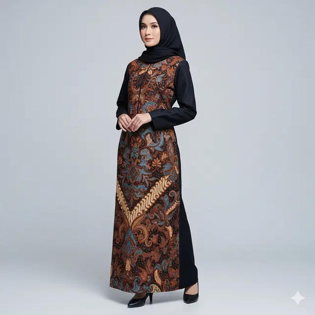 7 Model Gamis Batik Kombinasi Kain Polos Tren 2025, Tampil Anggun dan Modern