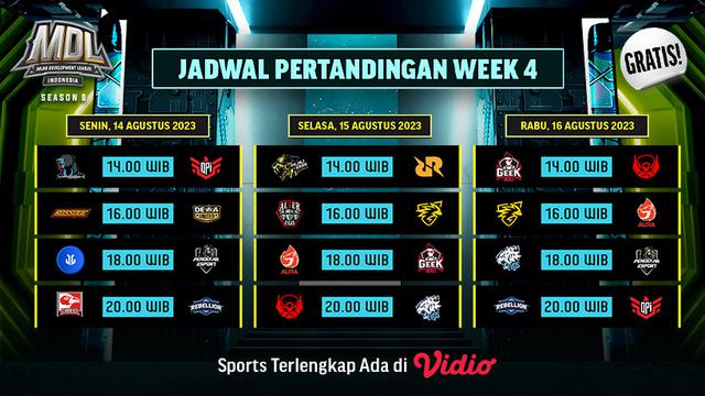 Jadwal MDL ID Season 8 dan Siaran Langsung di Vidio Pekan Keempat