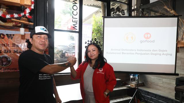 Animal Defenders Indonesia mengumumkan kolaborasinya bersama GoFood untuk memastikan layanan selalu bebas dari penjualan makanan/minuman dari bahan dasar atau olahan daging anjing (Dok. Animal Defenders Indonesia)