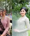 Saat hadiri wisuda sang kakak Zahwa Massaid, Aaliyah Massaid tampil menawan kenakan kebaya kutubaru warna pink yang serasi dengan sang kakak. [@rezaartameviaofficial]