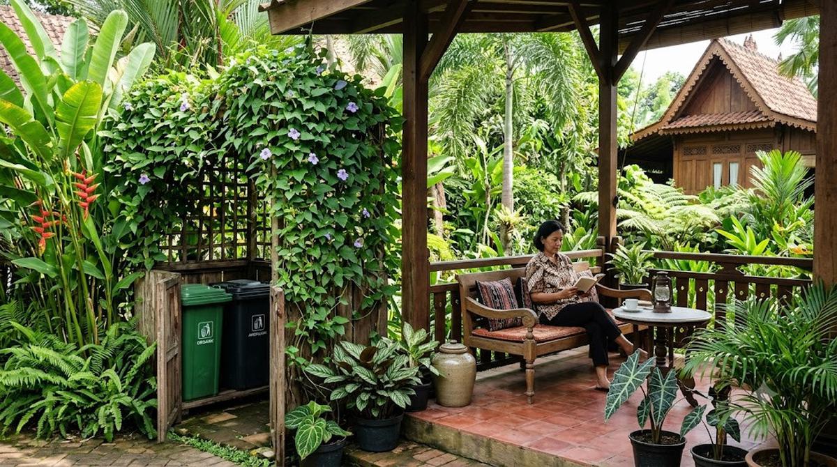 Inspirasi Tempat Sampah Tersembunyi di Teras/AI Generated