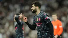 Josko Gvardiol&nbsp;berhasil menyumbangkan satu gol saat Manchester City bermain imbang 3-3 kontra Real Madrid pada laga leg pertama perempat final Liga Champions musim ini di Santiago Bernabeu, Rabu (10/4/2024) dini hari WIB. (AP Photo/Jose Breton)